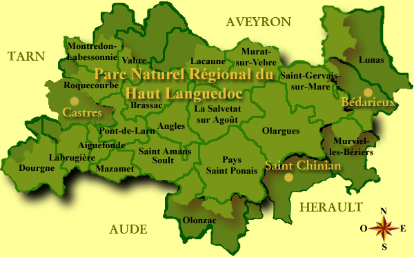 carte parc naturel regional du haut languedoc